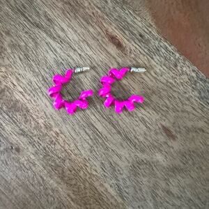Retro Hot Pink Hoop Statement Earrings‎, 90’s Y2K